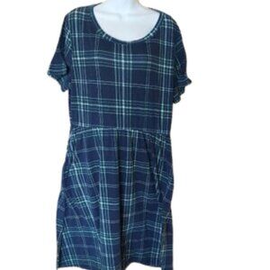 Blue Plaid Dress Fits XL